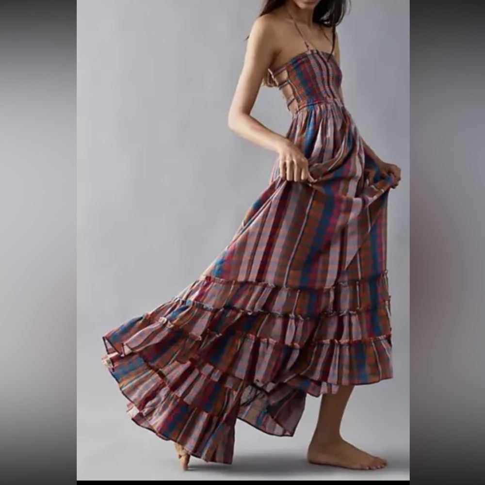 Free People Plaid Extratropical Maxi Size Medium NWOT